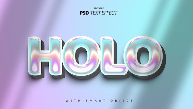 PSD holo gradient futuristic 3d text effect design
