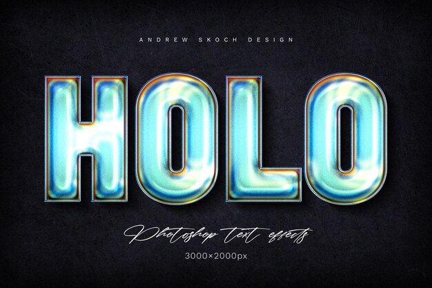 PSD holo1 glow text effect psd