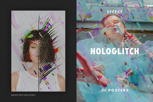 Hologlitch foto-effect voor posters