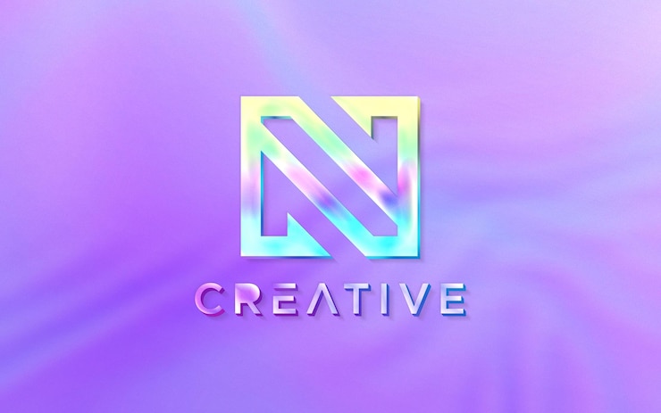 PSD holograficzna makieta logo 3d