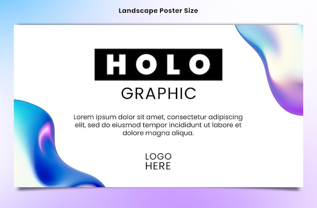 Holograficzny graficzny plakat krajobrazowy dla mediów społecznościowych