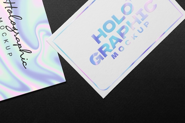 PSD holografisch effect mockup op visitekaartje