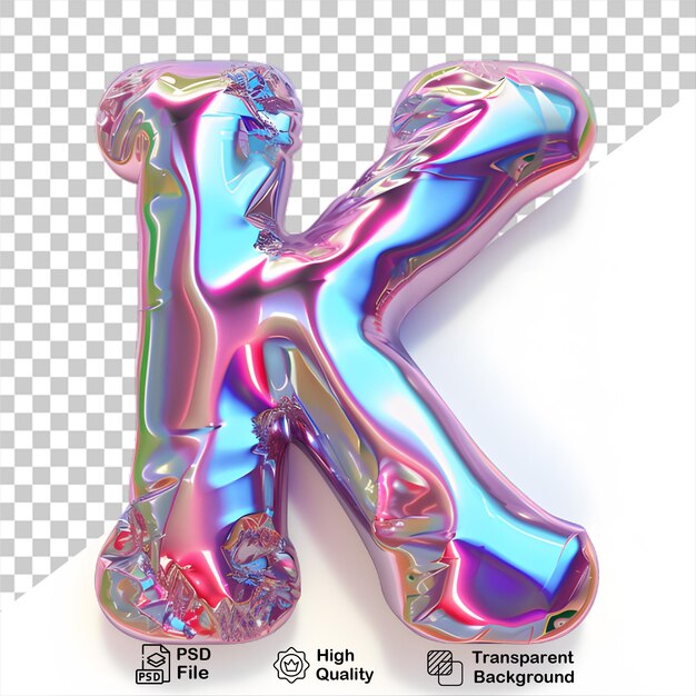 PSD hologram 3d litery k z gradientem izolowanym na przezroczystym tle zawiera plik png