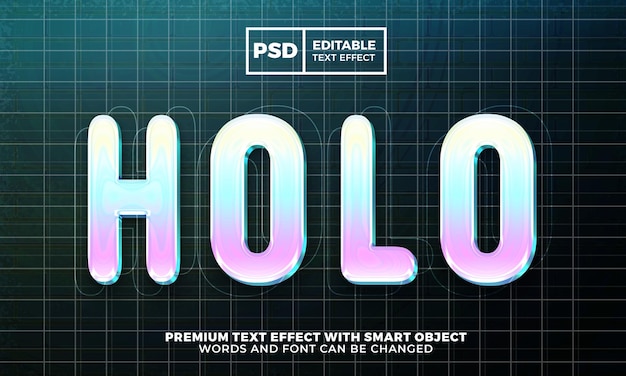 Hologram 3d text effect premium psd