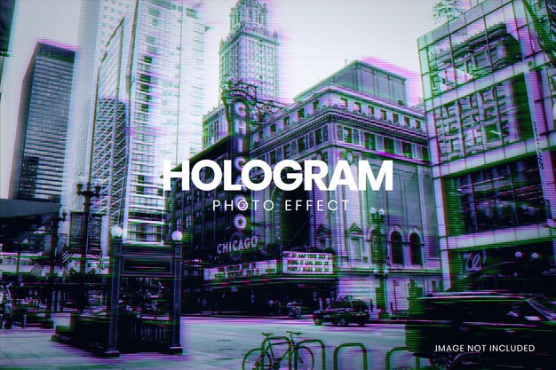 PSD hologram glitch photo effect