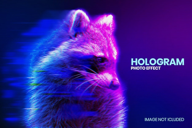 Hologram photo effect photoshop template