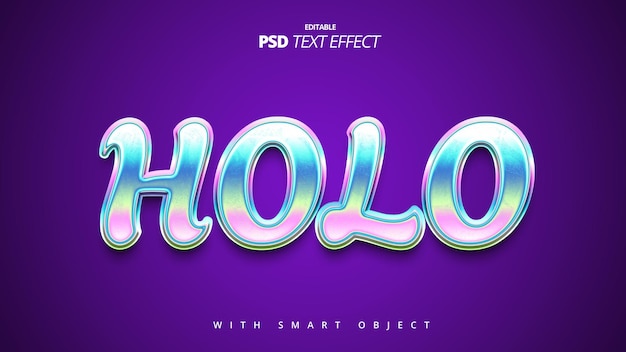 hologram schoonheid kleurrijke regenboog 3d tekst effect bewerkbaar ontwerp