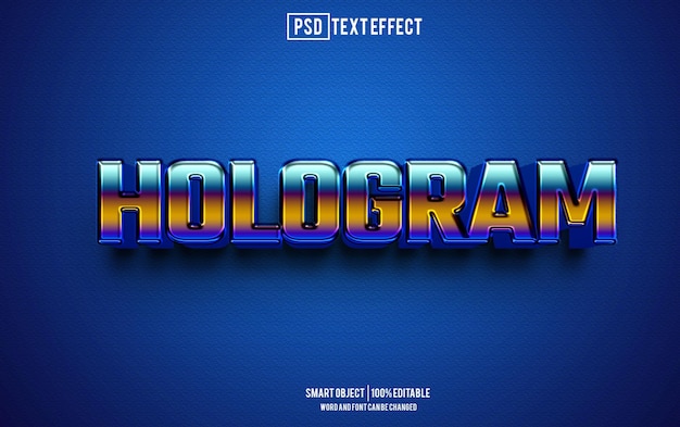 PSD hologram tekst efekt czcionka edytowalna typografia tekst 3d