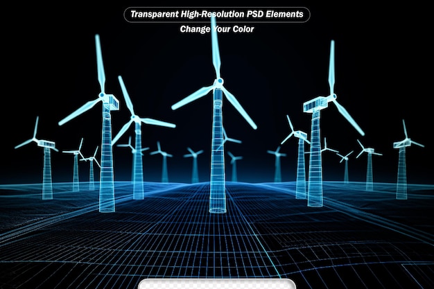 PSD hologramma del concetto di energia verde delle turbine eoliche