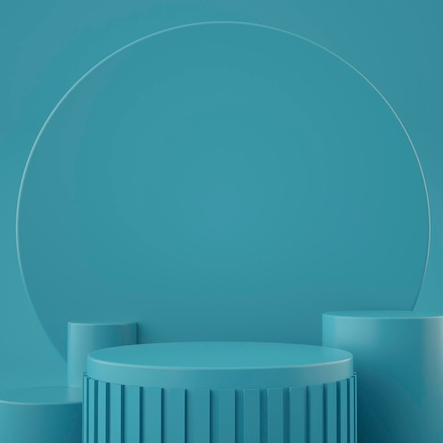 holographic 3d geometric stage for product placement with background 