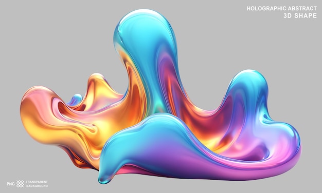 PSD holographic abstract 3d shape