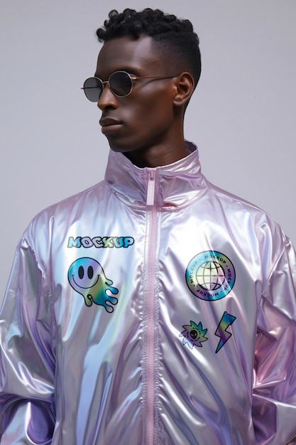 PSD holographic apparel mockup