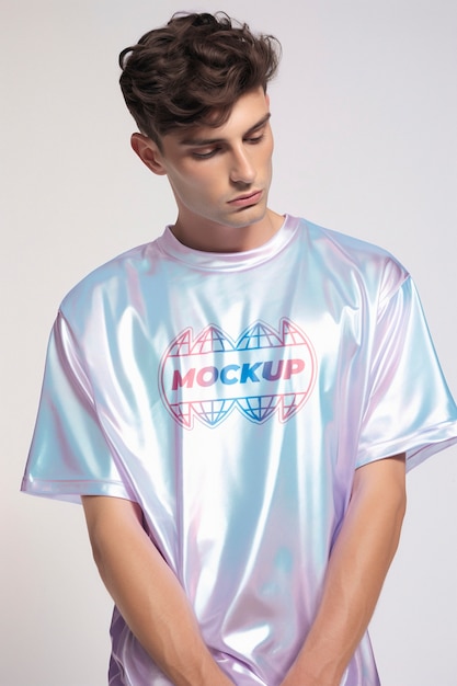 PSD holographic apparel mockup