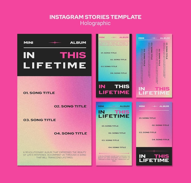 Modello di storie di instagram di design olografico