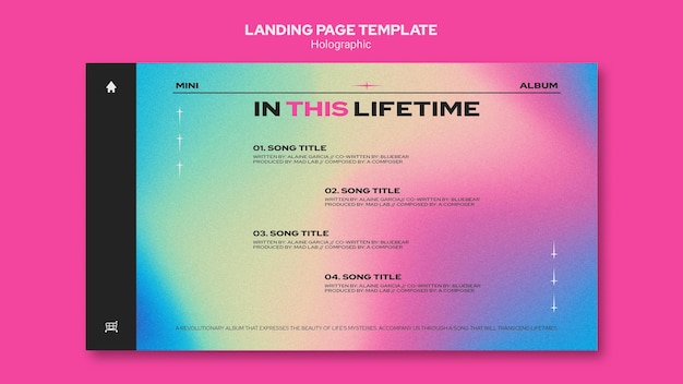 Holographic design template landing page