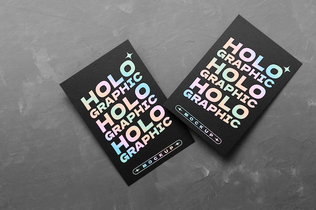 PSD holographic effect mockup on business card