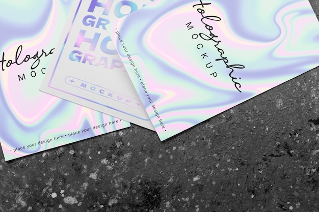 PSD holographic effect mockup on business card
