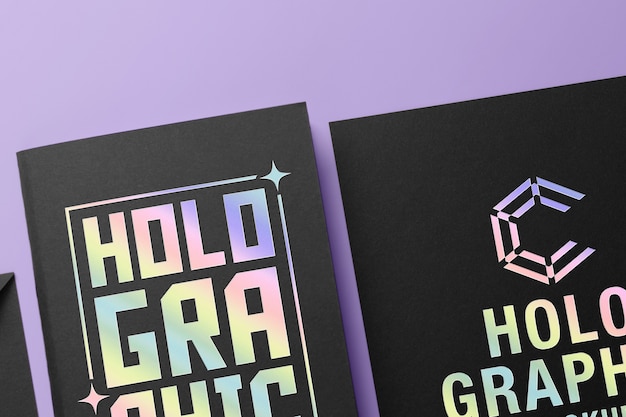 PSD holographic effect on stationery mockup