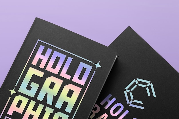 PSD holographic effect on stationery mockup