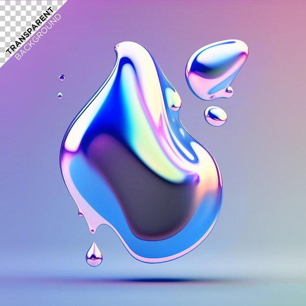 PSD holographic fluid drop shapes illustration