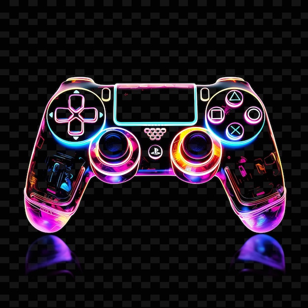 Holographic gaming borderline design neon lines style gamepa shape y2k neon light art collezioni