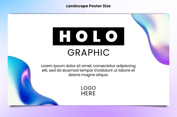 PSD holographic graphic design landscape poster for social media