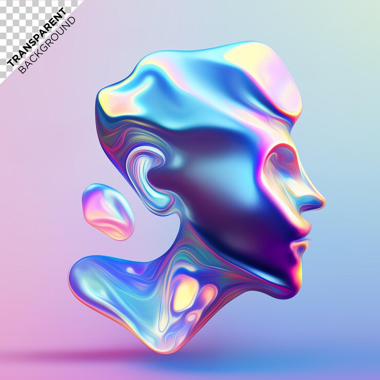 PSD holographic head illustration