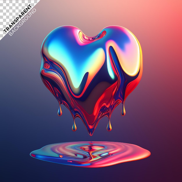 PSD holographic heart drop illustration