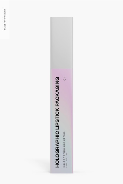 Holographic lipstick packaging mockup, front view