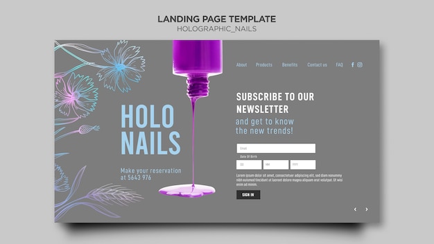 Holographic nails landing page template