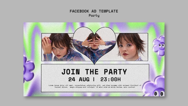 PSD holographic party  template design