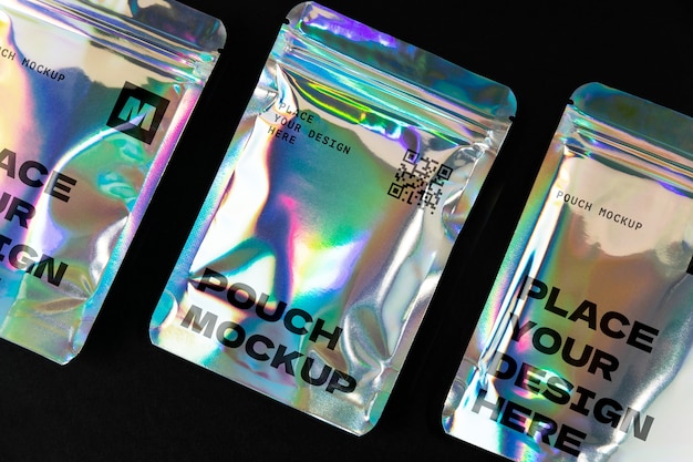 holographic pouch mockup design