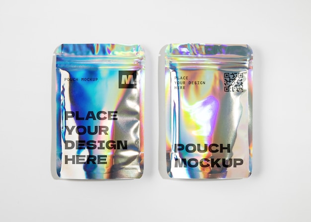 Holographic pouch mockup design