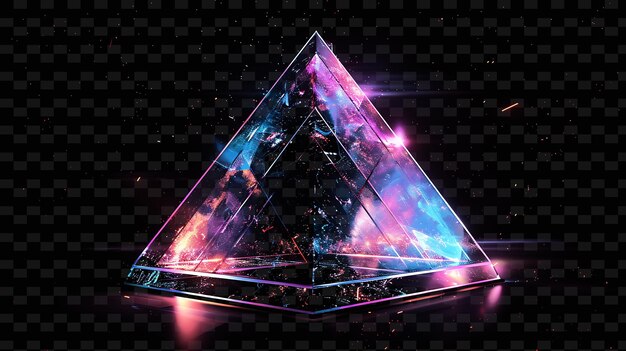 PSD 피라미드 모양의 보드를 가진 홀로그래픽 피라미드의 표지판 fu y2k 모양 크리에이티브 표지판 장식