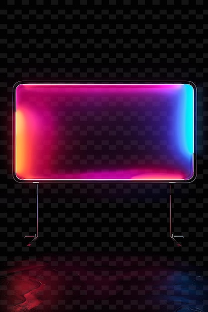 PSD holographic signboard with a long horizontal board sleek met y2k shape creative signboard decor