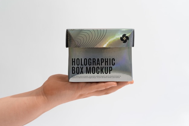 PSD holographic square box mock-up design