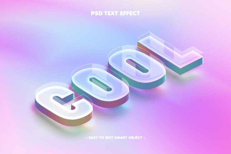 PSD 홀로그래픽 스타일 멋진 편집 가능한 텍스트 효과