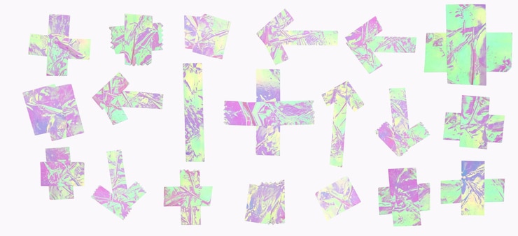PSD holographic tape arrow and cross elements set