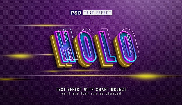 PSD holographic text effect futuristic and vibrant typography design