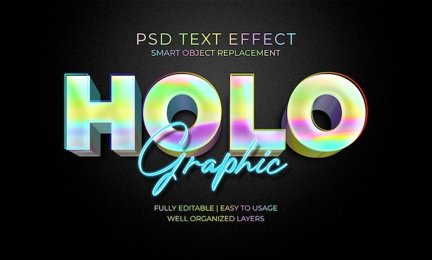 PSD holographic text effect template