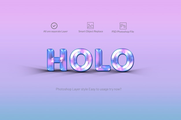 PSD holographic text style