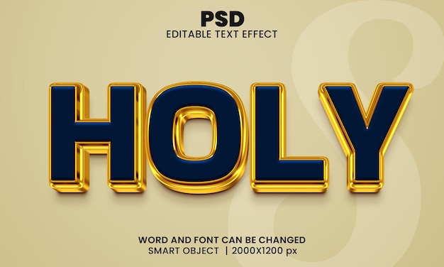 Holy 3d editable text effect Premium Psd with background