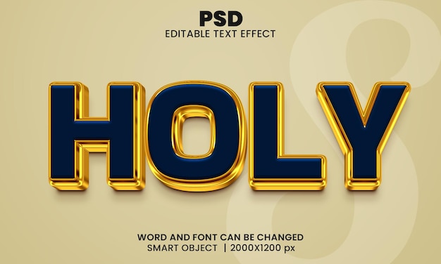 Holy 3d editable text effect premium psd with background