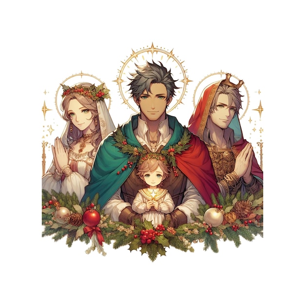 PSD holy family vector icon