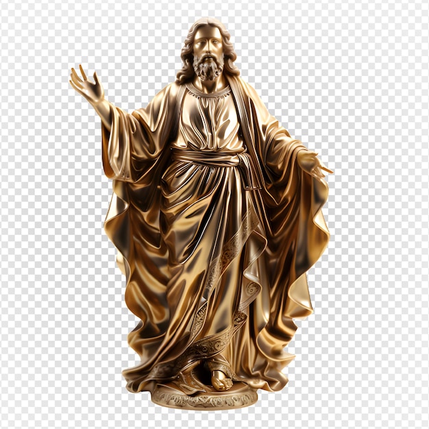 PSD Святая золотая статуя иисуса христа png статуя иисуса молится изолированный вырезанный генеративный аи