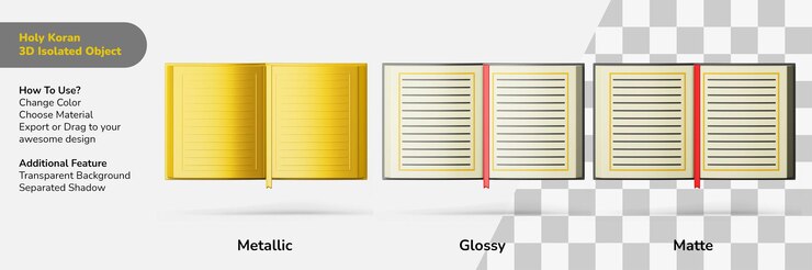 PSD holy quran book open 3d design object isolated scene creator
