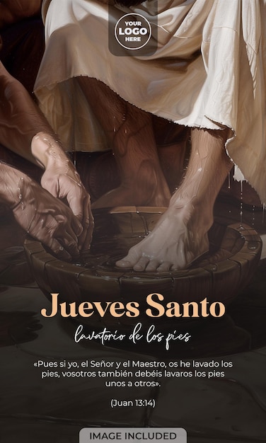 PSD holy thursday foot washing jesus washes the feet of his apostles during holy week in spanish