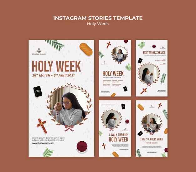 PSD storie di instagram della settimana santa con foto