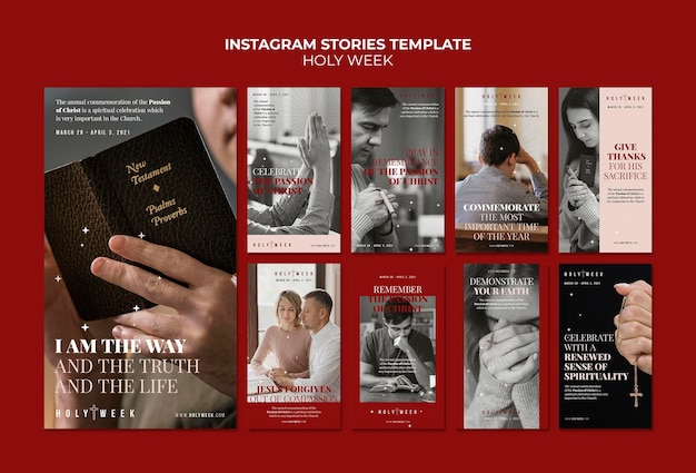 PSD holy week instagram story templates with photo