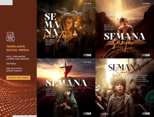 Holy week reflections social media psd template